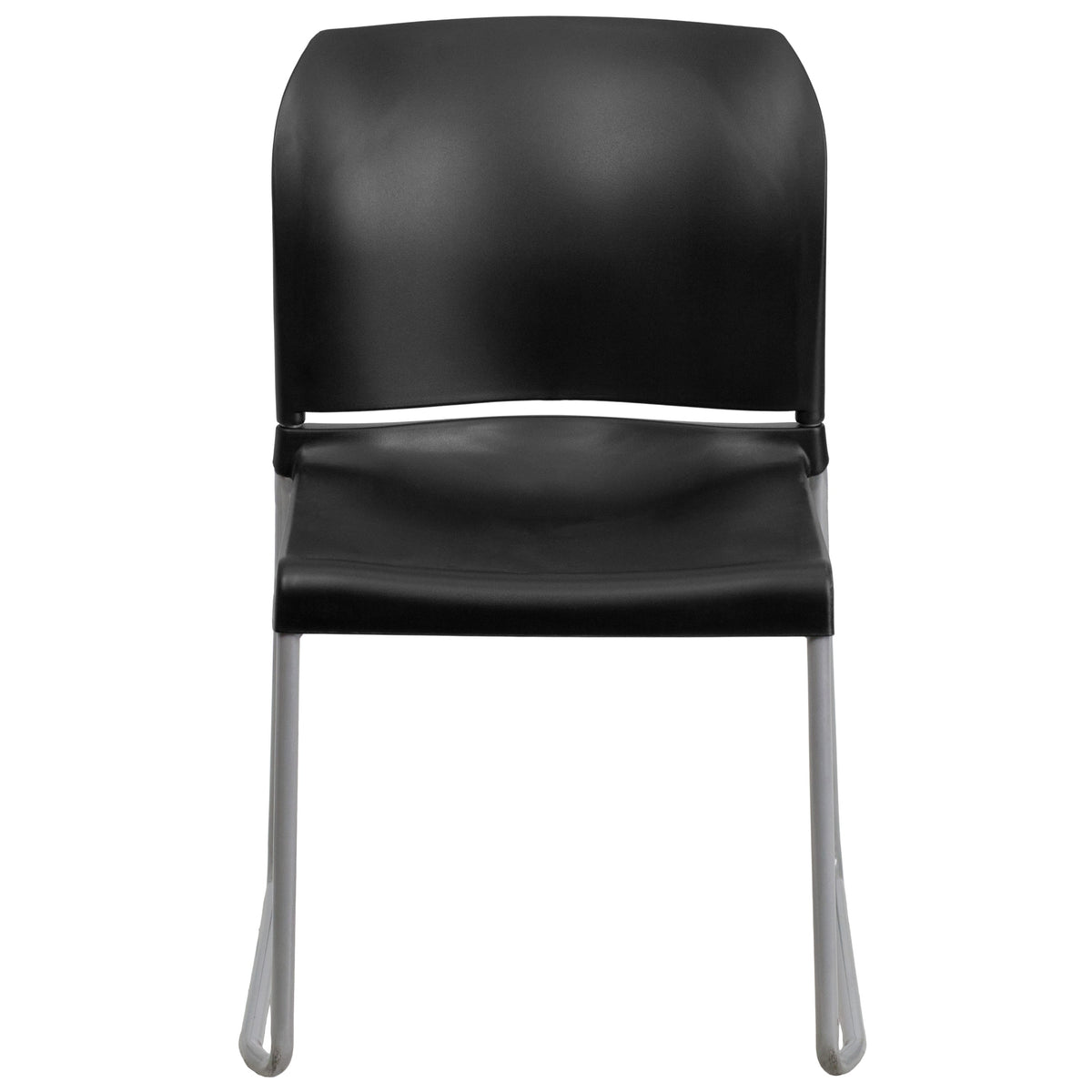 Black |#| 880 lb. Capacity Black Full Back Contoured Stack Chair with Sled Base