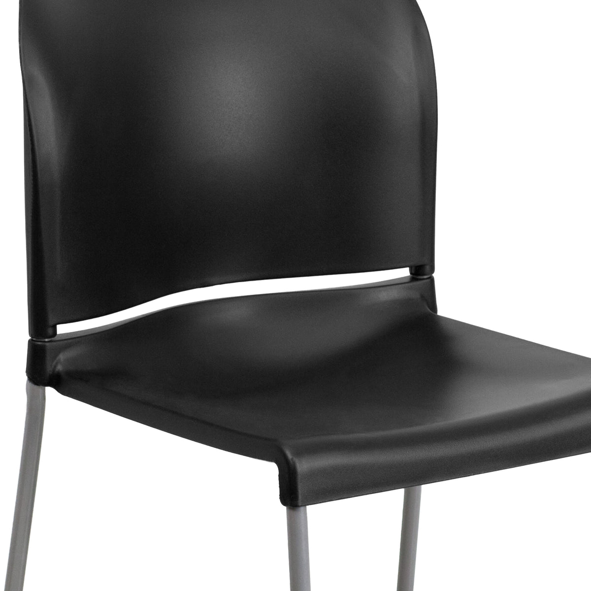 Black |#| 880 lb. Capacity Black Full Back Contoured Stack Chair with Sled Base