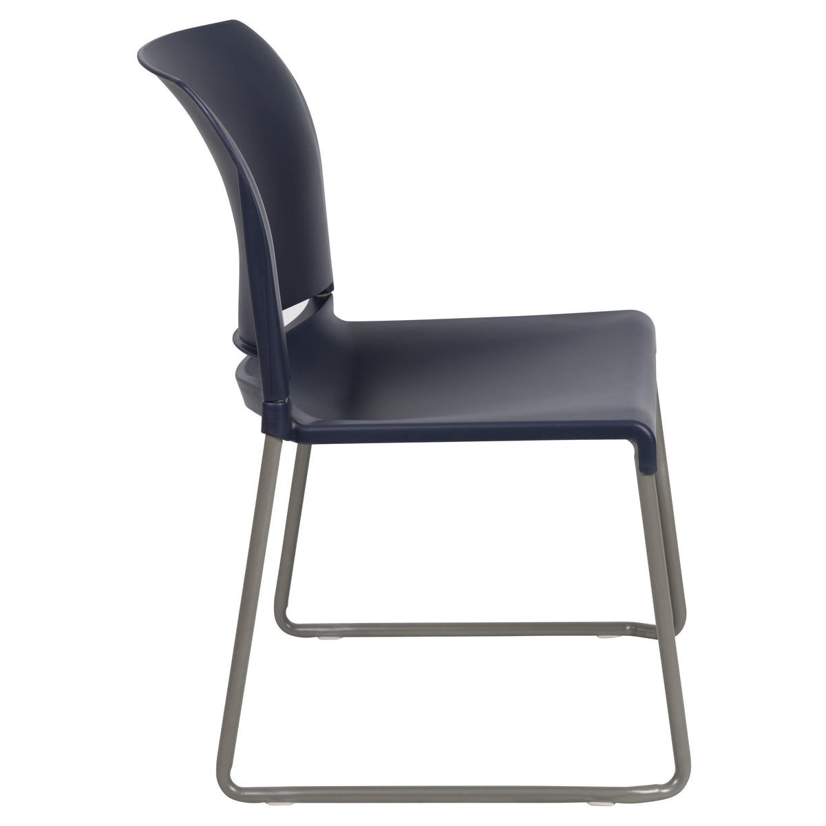 Navy |#| Home and Office Guest Chair Navy Full Back Contoured Sled Base Stack Chair