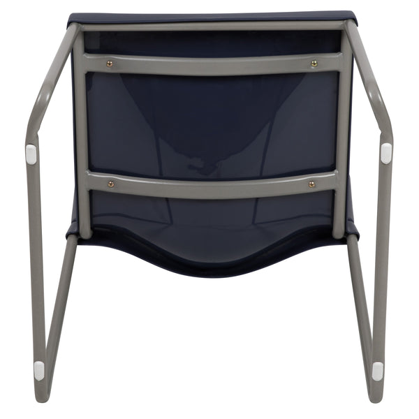 Navy |#| Home and Office Guest Chair Navy Full Back Contoured Sled Base Stack Chair