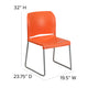 Orange |#| 880 lb. Capacity Orange Full Back Contoured Stack Chair with Sled Base