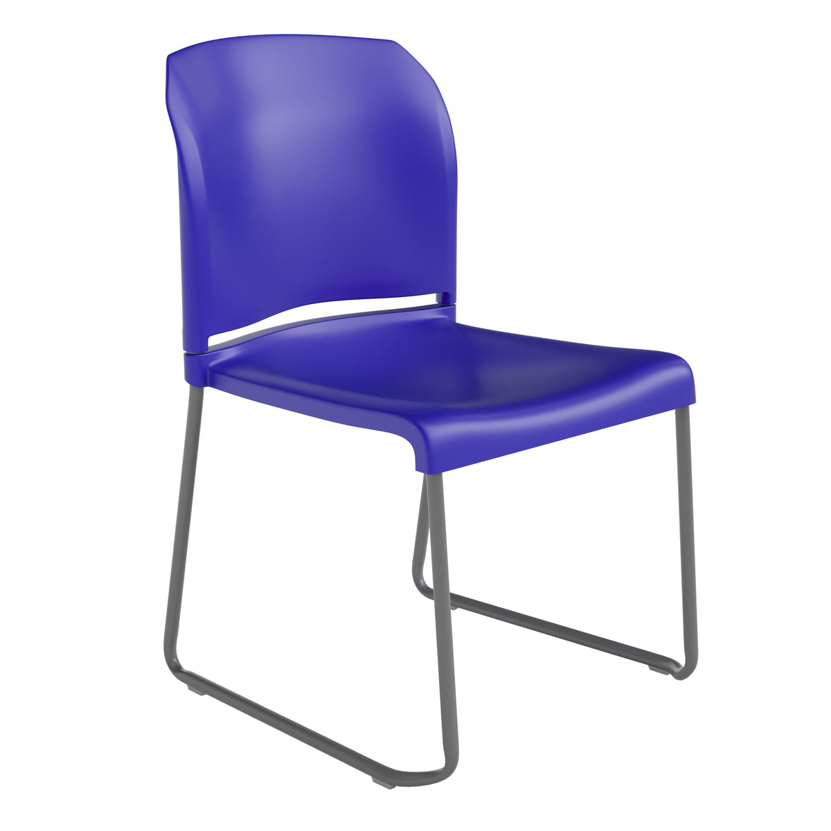 Blue |#| 880 lb. Capacity Blue Full Back Contoured Stack Chair with Sled Base