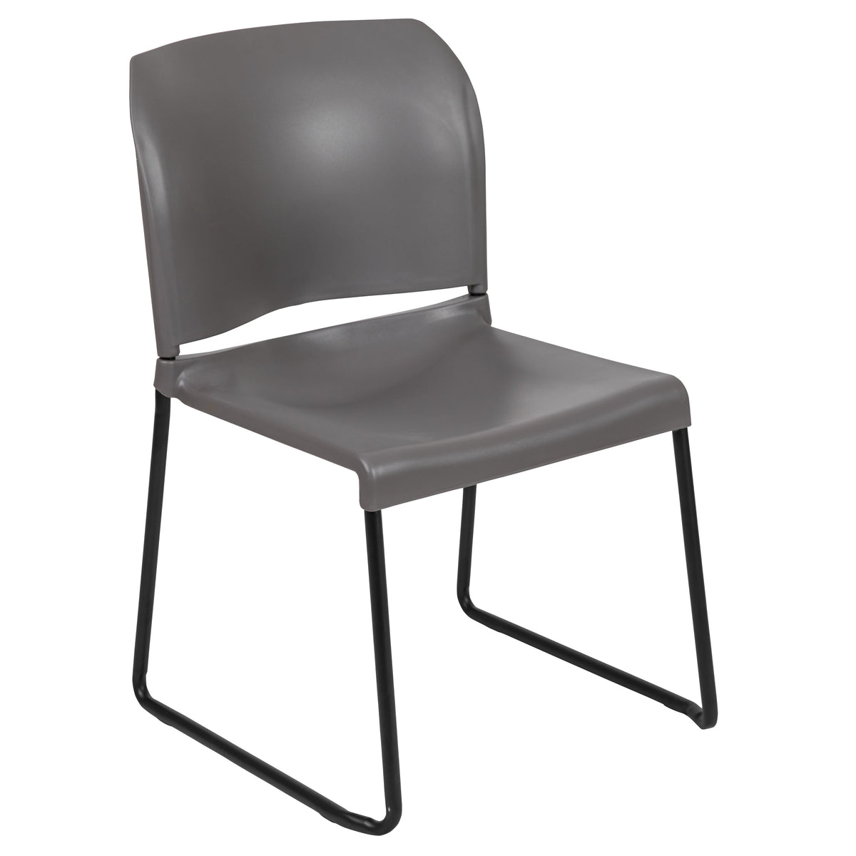 Gray |#| Home and Office Guest Chair Gray Full Back Contoured Sled Base Stack Chair