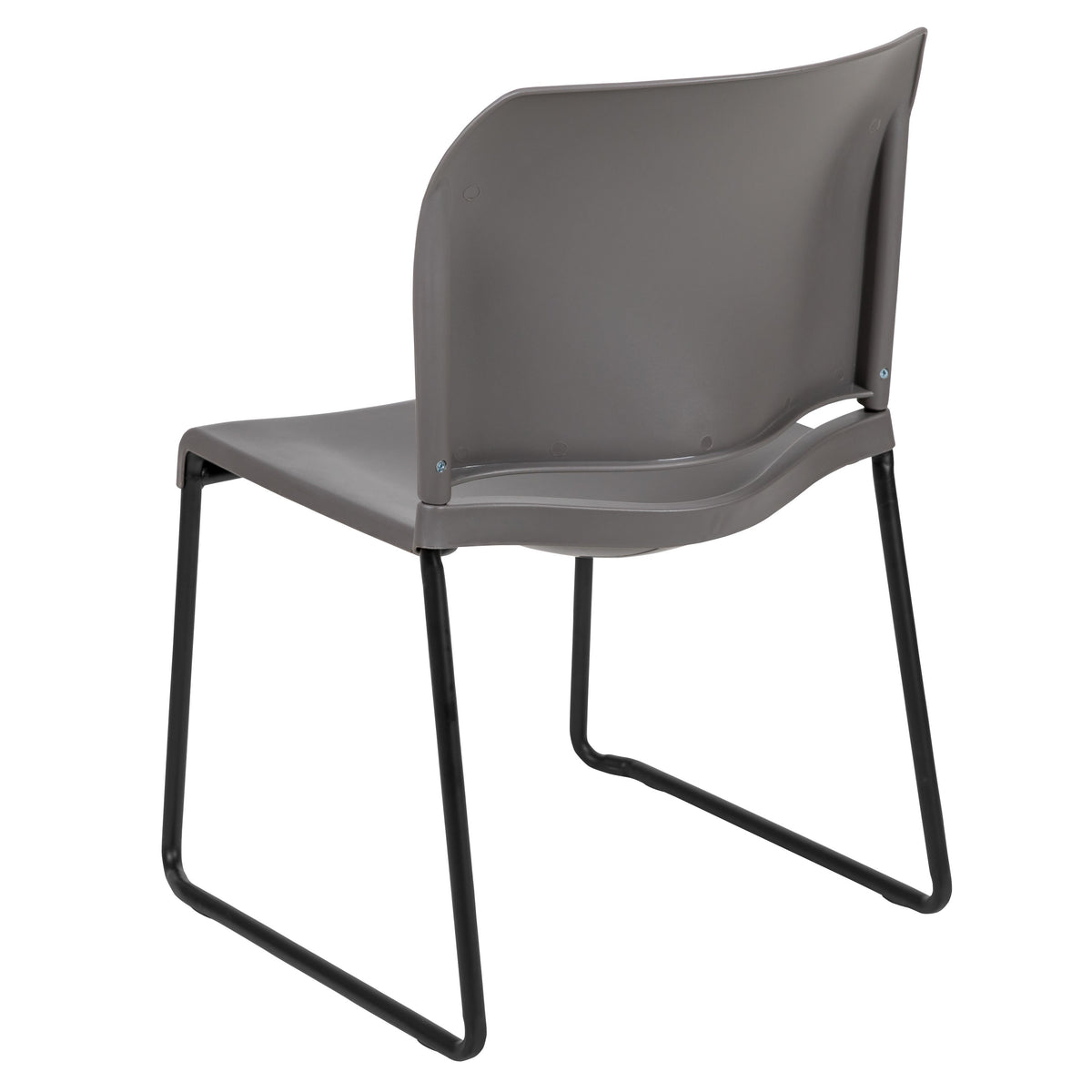 Gray |#| Home and Office Guest Chair Gray Full Back Contoured Sled Base Stack Chair