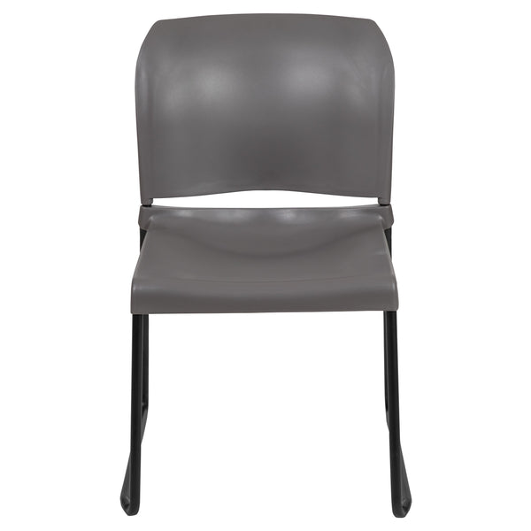 Gray |#| Home and Office Guest Chair Gray Full Back Contoured Sled Base Stack Chair