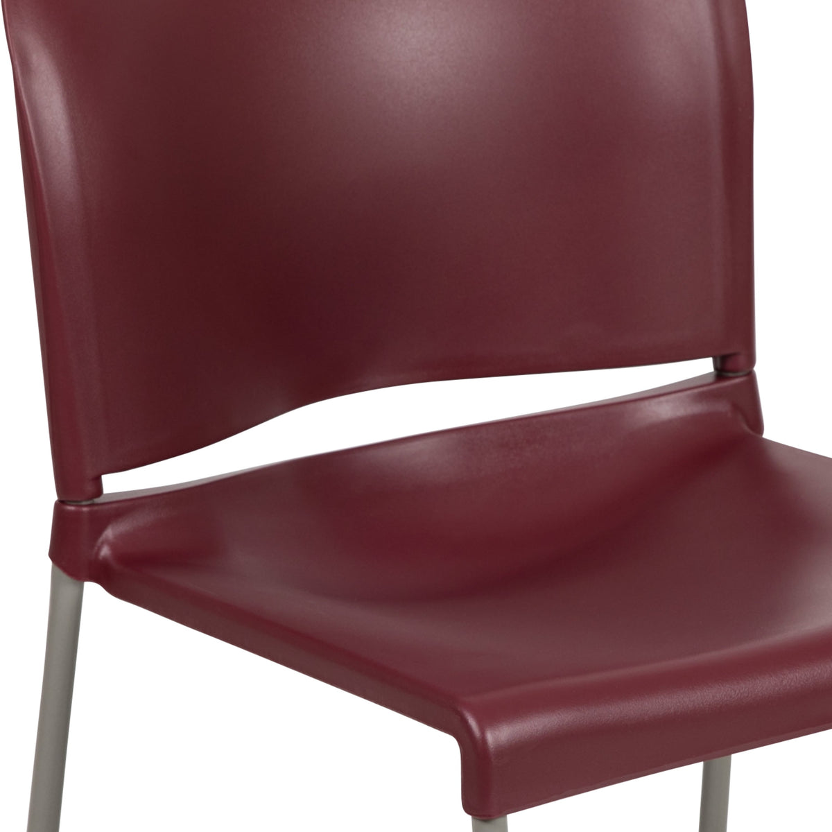 Burgundy |#| Home and Office Guest Chair Burgundy Full Back Contoured Sled Base Stack Chair