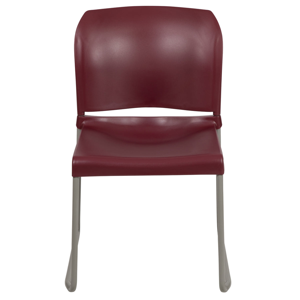 Burgundy |#| Home and Office Guest Chair Burgundy Full Back Contoured Sled Base Stack Chair