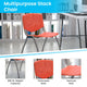 Orange |#| 880 lb. Capacity Orange Perforated Back Plastic Stack Chair with Gray Frame