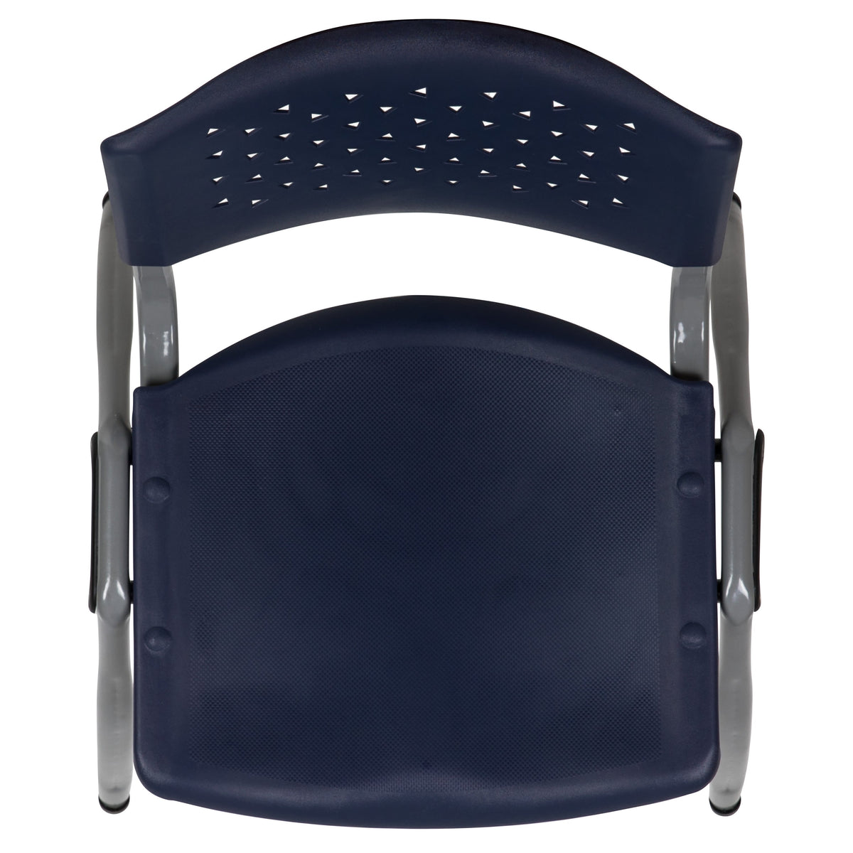 Navy |#| Home and Office Navy Plastic Stack Chair with Perforated Back - Guest Chair