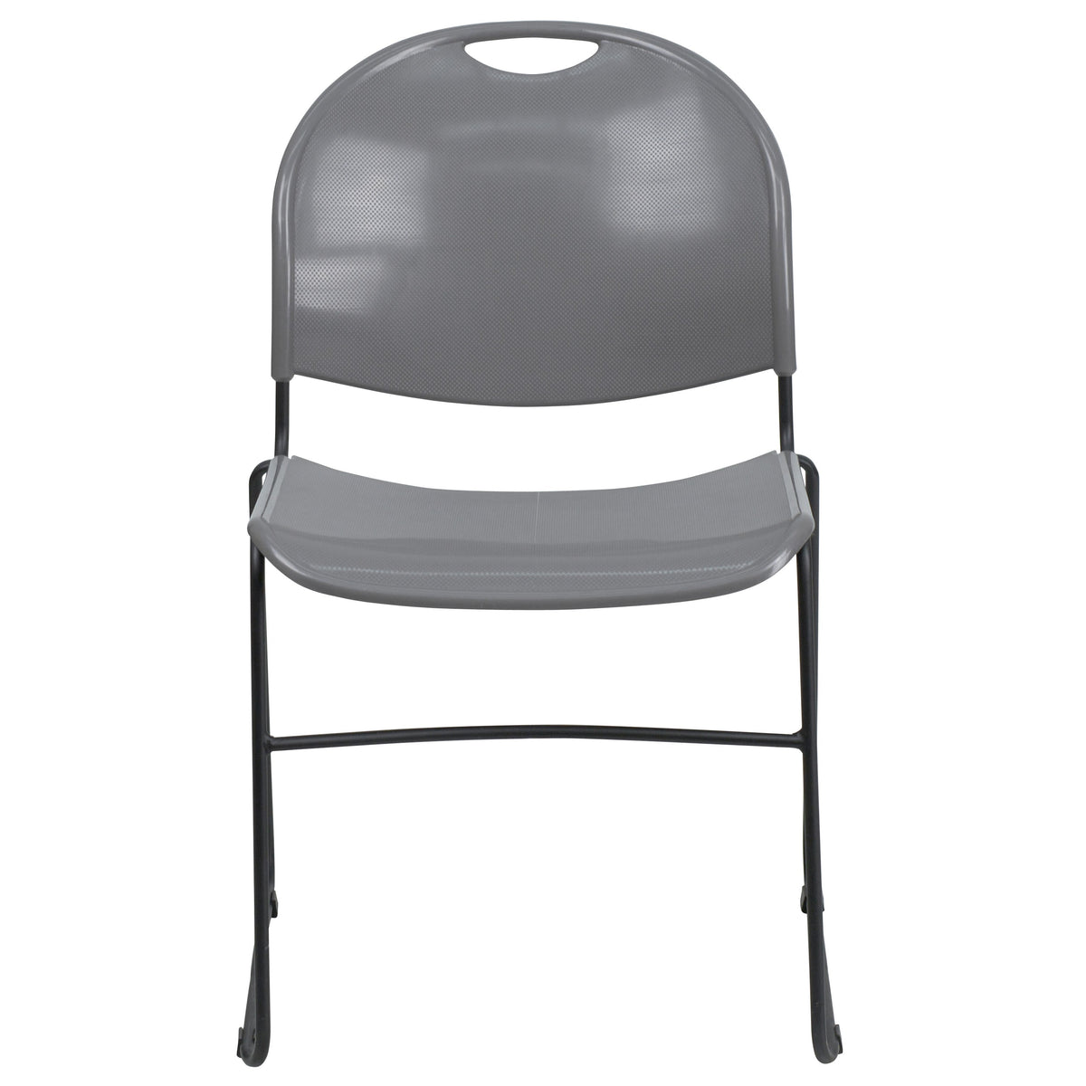 Gray Plastic/Black Frame |#| 880 lb. Capacity Gray Ultra-Compact Stack Chair with Black Frame