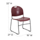 Burgundy Plastic/Black Frame |#| 880 lb. Capacity Burgundy Ultra-Compact Stack Chair with Black Frame