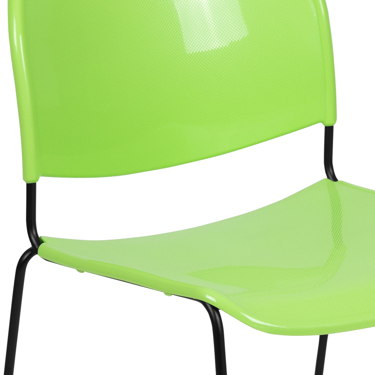 Green Plastic/Black Frame |#| Green Ultra-Compact School Stack Chair - Office Guest Chair/Student Chair