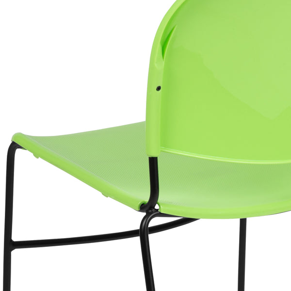 Green Plastic/Black Frame |#| Green Ultra-Compact School Stack Chair - Office Guest Chair/Student Chair