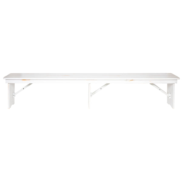 Antique Rustic White |#| 8' x 12inch Antique Rustic White Solid Pine Folding Farm Bench - Portable Bench