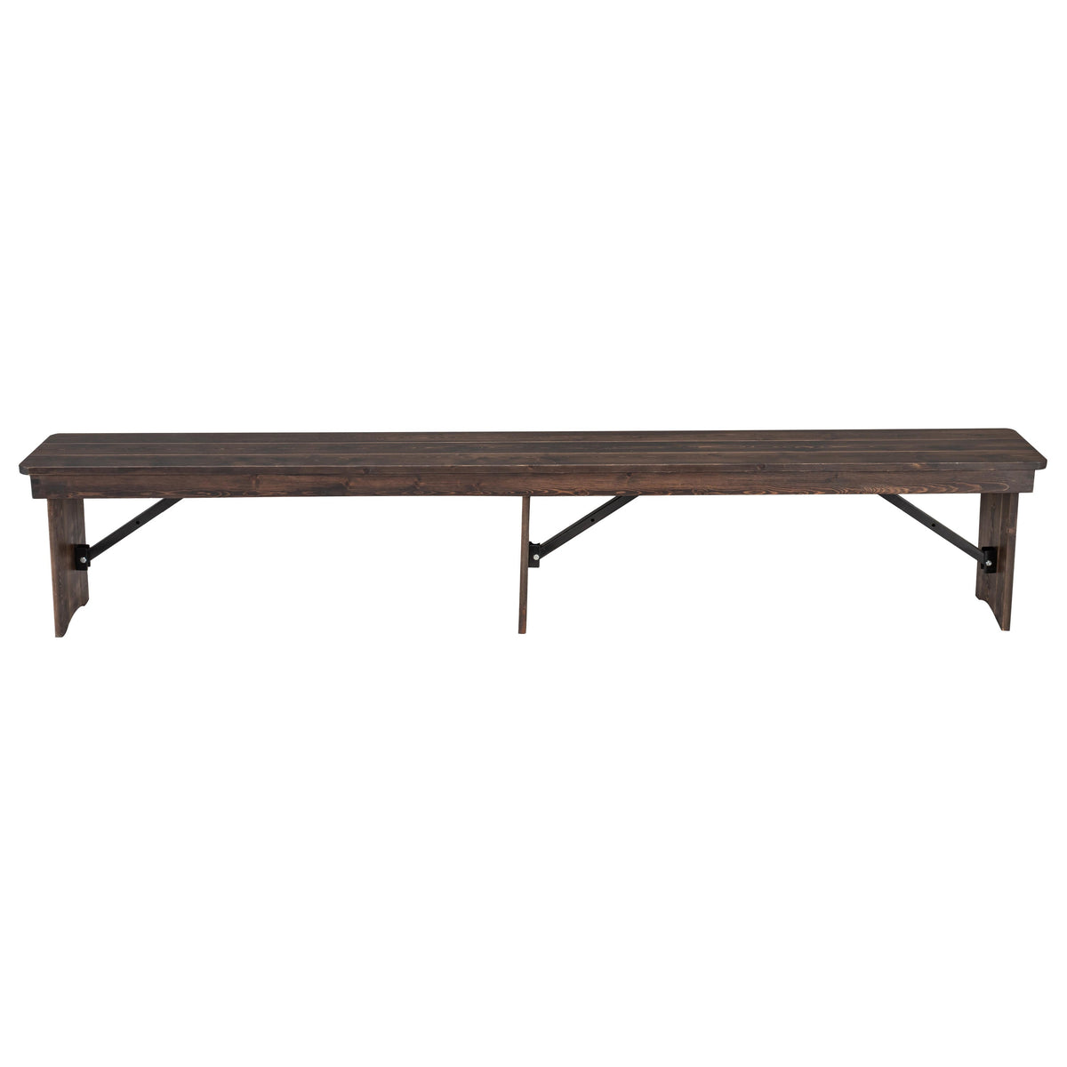Mahogany |#| 8' x 12" Solid Pine Folding Farm Bench with 3 Legs in Antique Rustic Mahogany