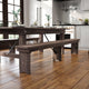 Mahogany |#| 8' x 12" Solid Pine Folding Farm Bench with 3 Legs in Antique Rustic Mahogany