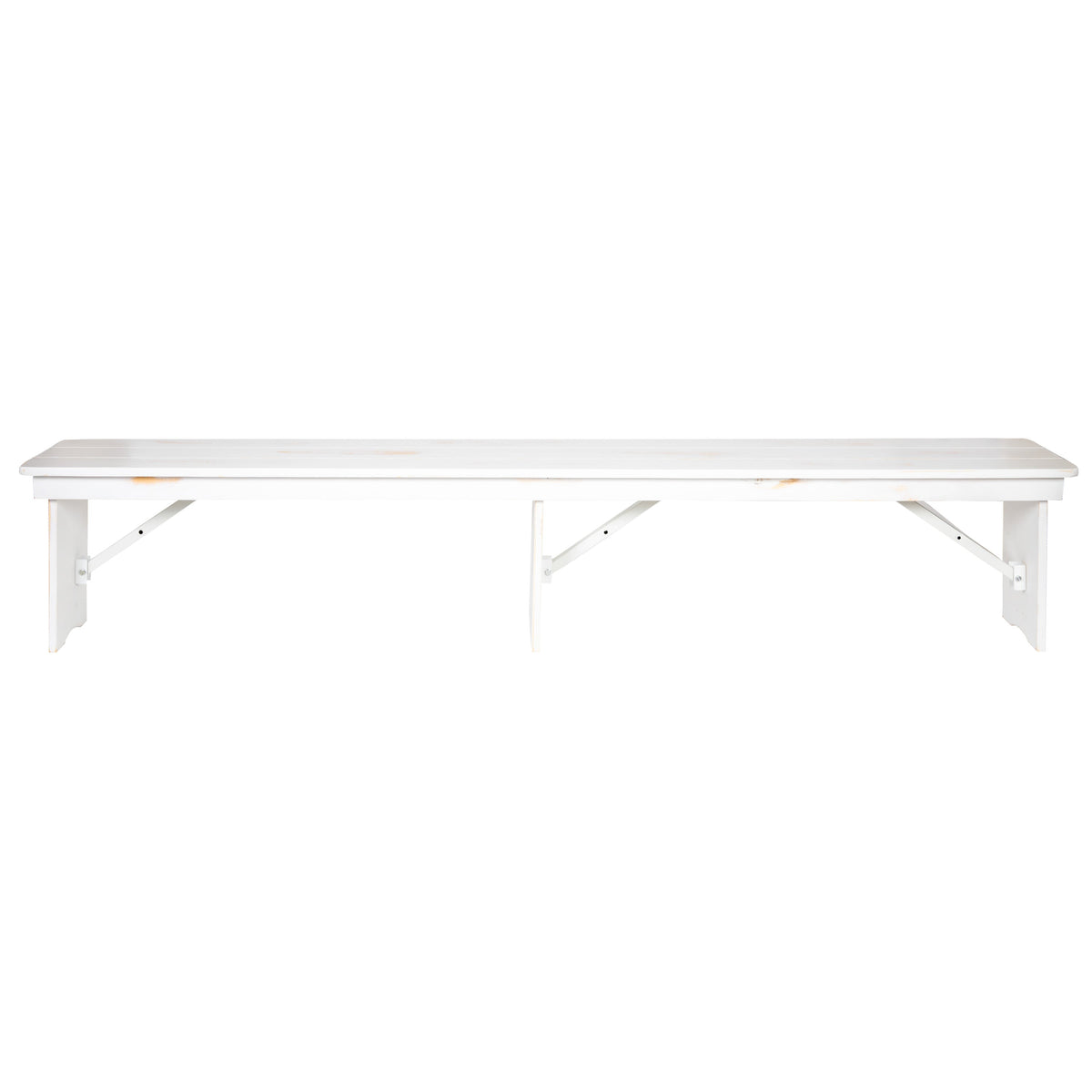 Antique Rustic White |#| 8' x 12" Antique Rustic White Solid Pine Folding Farm Bench - Portable Bench