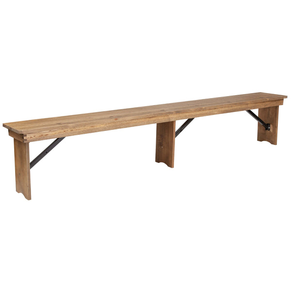 Antique Rustic |#| 8' x 12" Antique Rustic Solid Pine Folding Farm Bench with 3 Legs