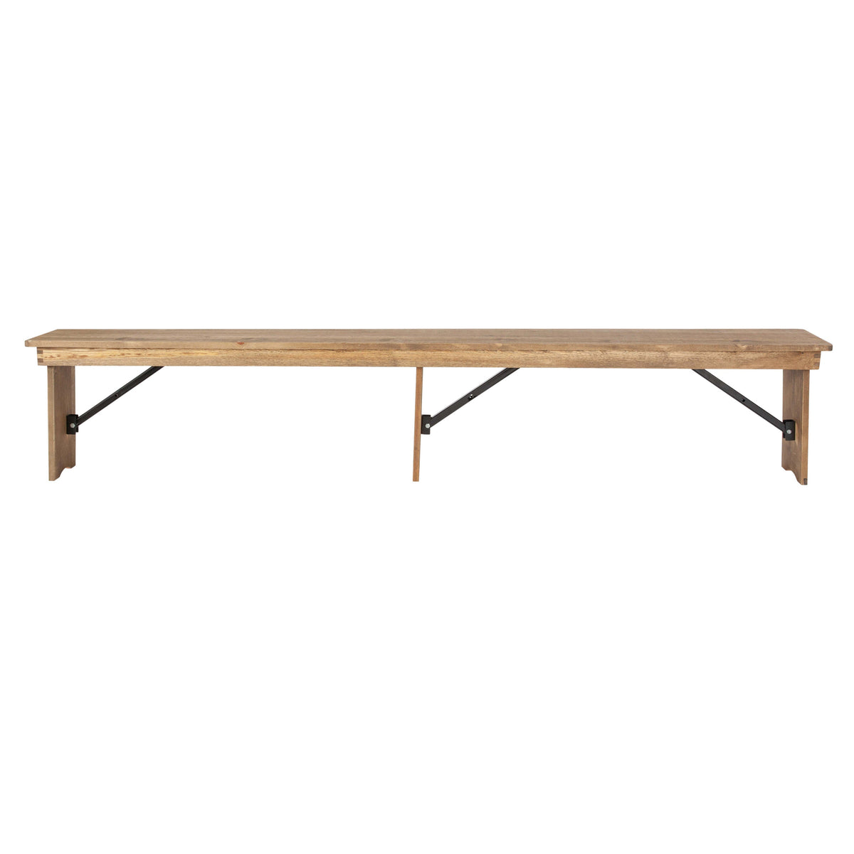 Antique Rustic |#| 8' x 12" Antique Rustic Solid Pine Folding Farm Bench with 3 Legs