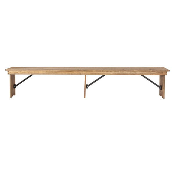 Antique Rustic |#| 8' x 12" Antique Rustic Solid Pine Folding Farm Bench with 3 Legs