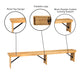 Light Natural |#| 8' x 12" Solid Pine Folding Farm Bench with 3 Legs-Antique Rustic Light Natural