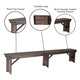 Mahogany |#| 8' x 12" Solid Pine Folding Farm Bench with 3 Legs in Antique Rustic Mahogany