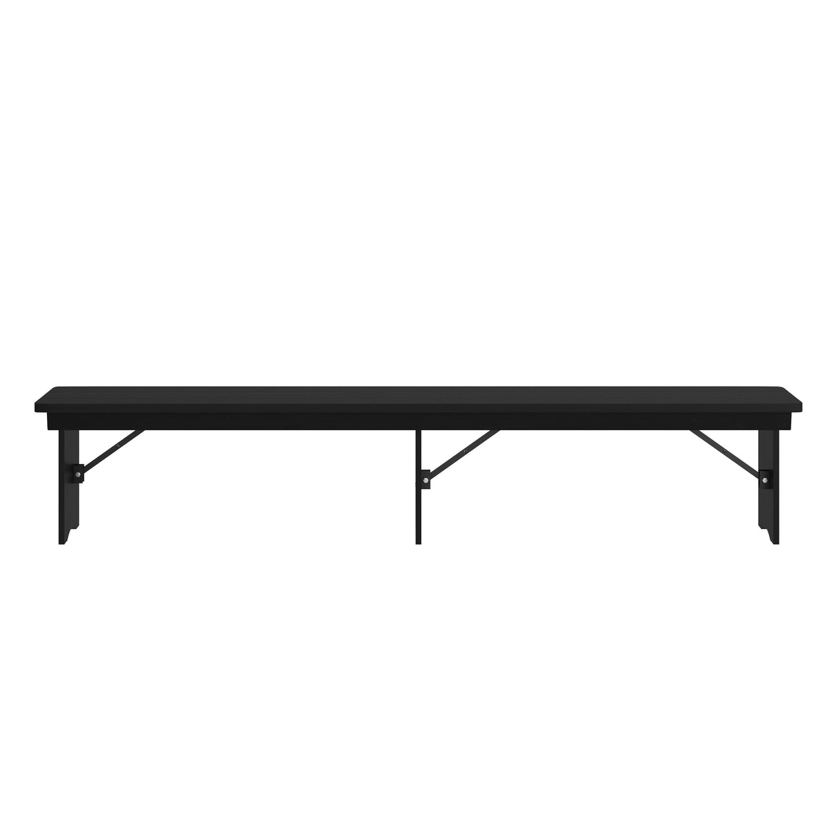 Black Wash |#| 8' x 12" Antique Solid Pine Farmhouse Folding Bench in Black Wash