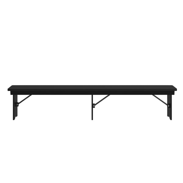 Black Wash |#| 8' x 12" Antique Solid Pine Farmhouse Folding Bench in Black Wash