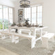 Antique Rustic White |#| 7 Piece Set-8' x 40inch Antique Rustic White Folding Farm Table and Six Bench Set