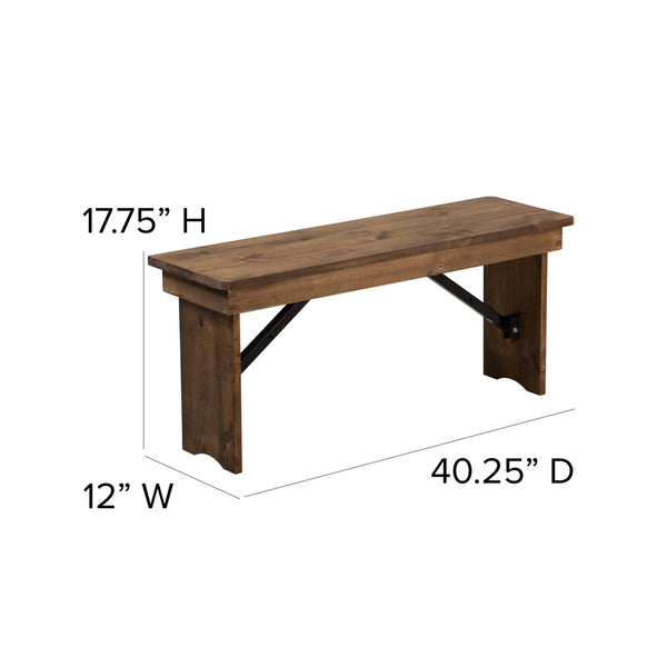 Antique Rustic |#| 8' x 40inch Antique Rustic Folding Farm Table and Six Bench Set