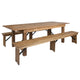 Antique Rustic |#| 8' x 40inch Antique Rustic Folding Farm Table and Two Bench Set