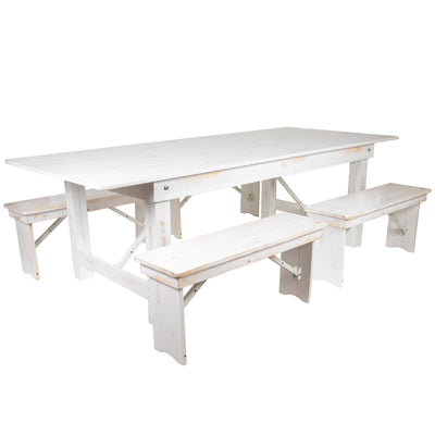 HERCULES Series 8' x 40'' Folding Farm Table and Four 40.25