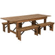 Antique Rustic |#| 8' x 40inch Antique Rustic Folding Farm Table and Four 40.25inchL Bench Set