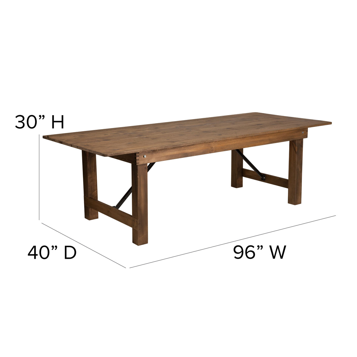 Antique Rustic |#| 8' x 40inch Antique Rustic Folding Farm Table and Four 40.25inchL Bench Set