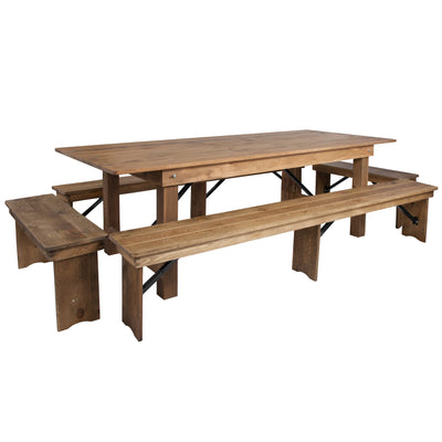 HERCULES Series 8' x 40'' Folding Farm Table and Four Bench Set