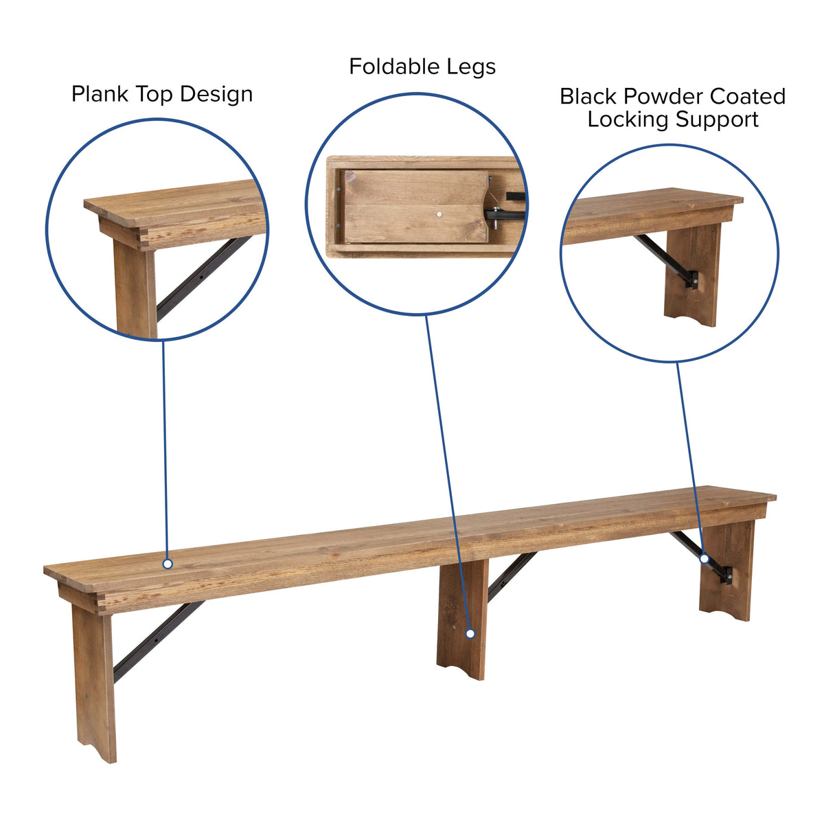 Antique Rustic |#| 8' x 40inch Antique Rustic Folding Farm Table and Four Bench Set