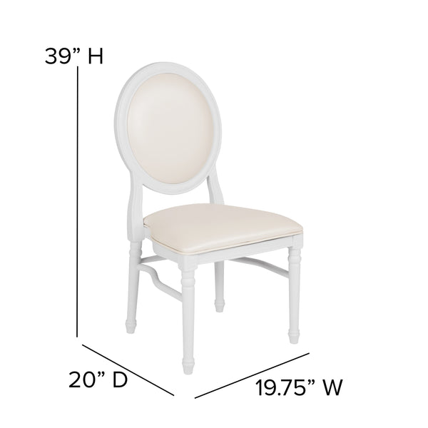 White Vinyl/White Frame |#| 900 lb. Capacity King Louis Chair with White Vinyl Back and Seat and White Frame