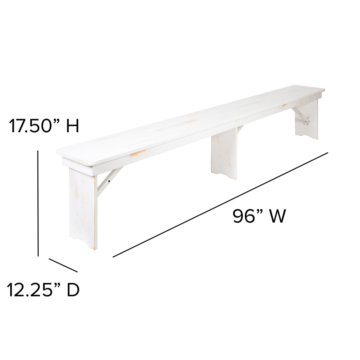 Antique Rustic White |#| 5 Piece Set-9' x 40inch Antique Rustic White Folding Farm Table and Four Bench Set