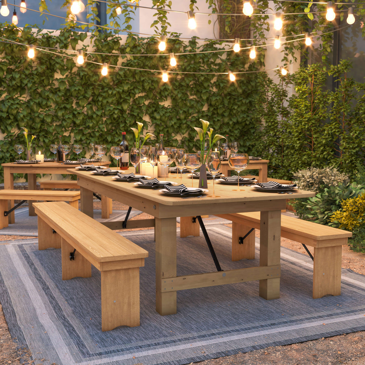 Light Natural |#| 9' x 40" Rectangular Antique Rustic Light Natural Solid Pine Folding Farm Table