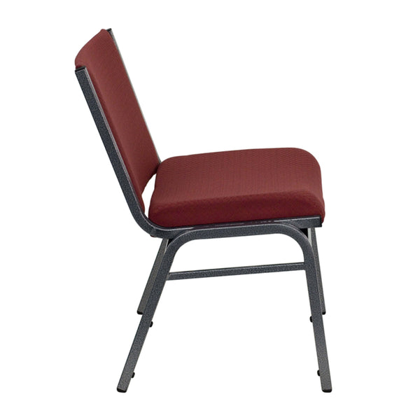Burgundy |#| Big & Tall 1000 lb. Rated Burgundy Fabric Stack Chair - Reception Seating