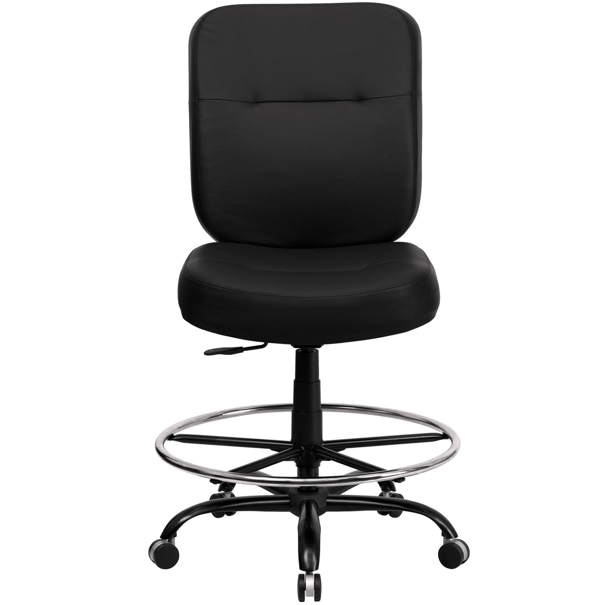 Black LeatherSoft |#| Big & Tall 400 lb. Rated Black LeatherSoft Ergonomic Drafting Chair