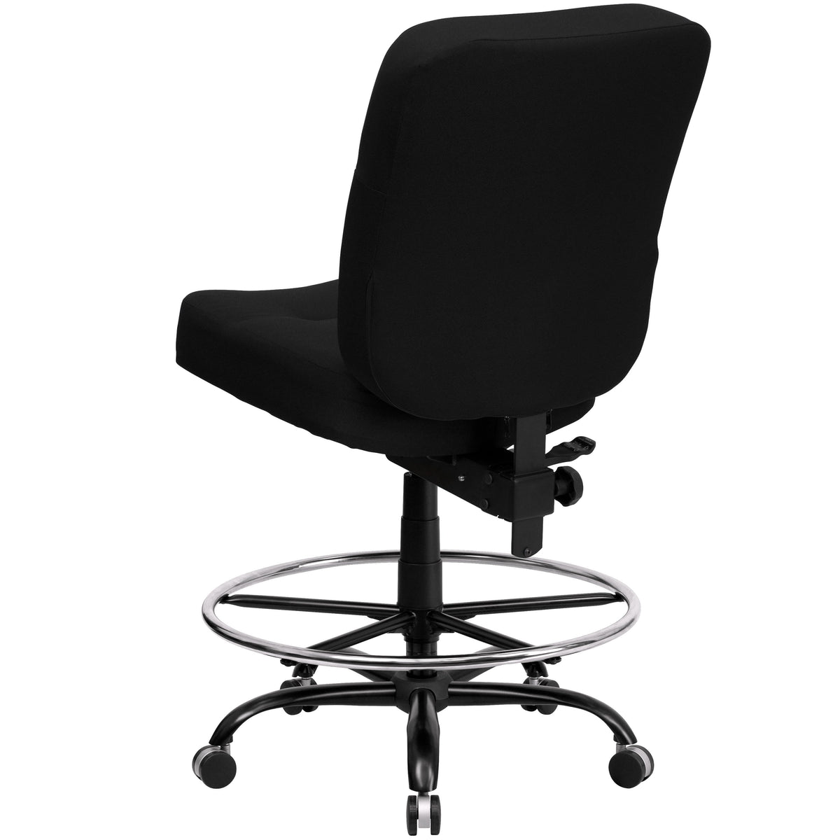 Black Fabric |#| Big & Tall 400 lb. Rated High Back Black Fabric Ergonomic Drafting Chair