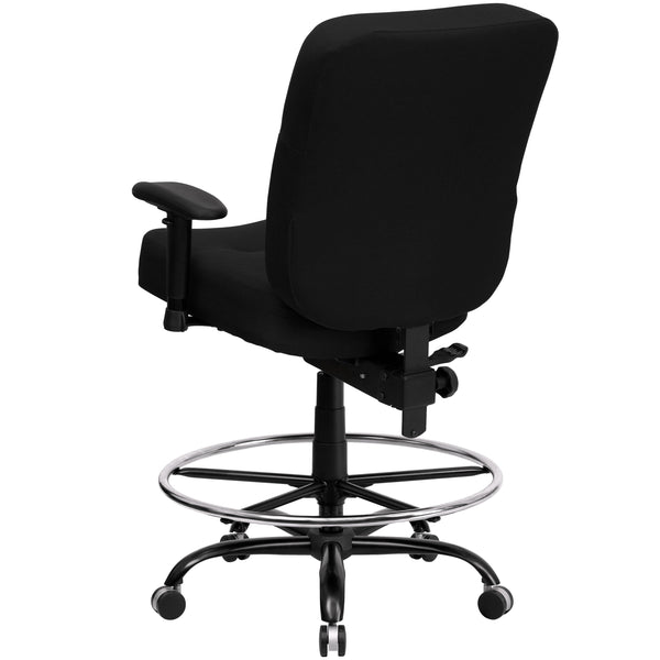 Black Fabric |#| Big & Tall 400 lb. Rated Rectangular Back Black Fabric Ergonomic Draft Chair