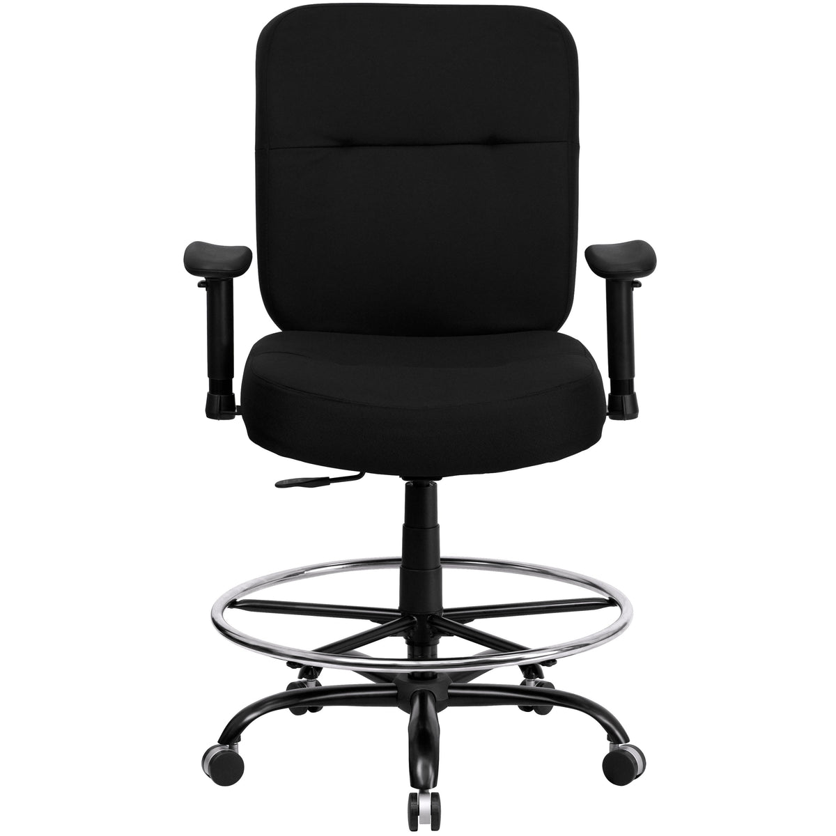 Black Fabric |#| Big & Tall 400 lb. Rated Rectangular Back Black Fabric Ergonomic Draft Chair