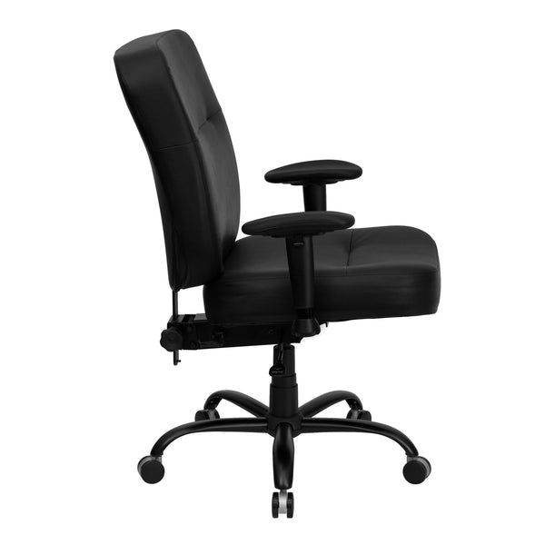 Black LeatherSoft |#| Big & Tall 400 lb. Rated High Back Black LeatherSoft Executive Ergonomic Chair