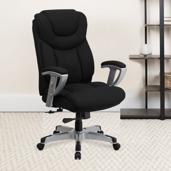 Black Fabric |#| Big & Tall 400 lb. Rated High Back Black Fabric Executive Ergonomic Office Chair