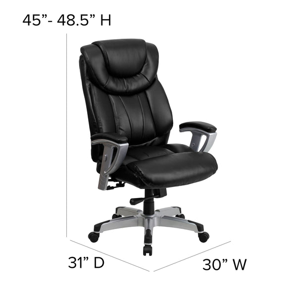 Black LeatherSoft |#| Big & Tall 400 lb. Rated High Back Black LeatherSoft Executive Office Chair