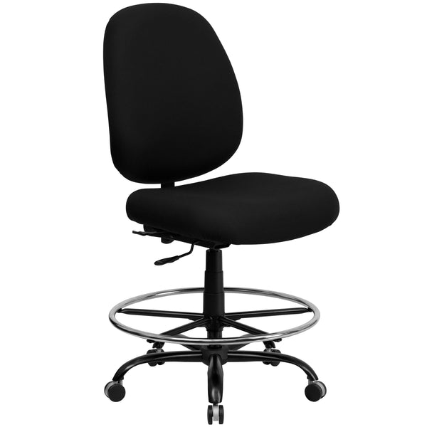 Big & Tall 400 lb. Rated High Back Black Fabric Ergonomic Drafting Chair