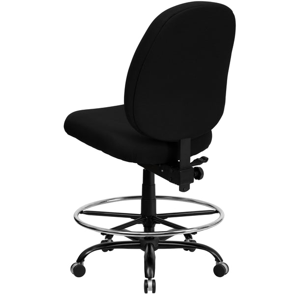 Big & Tall 400 lb. Rated High Back Black Fabric Ergonomic Drafting Chair