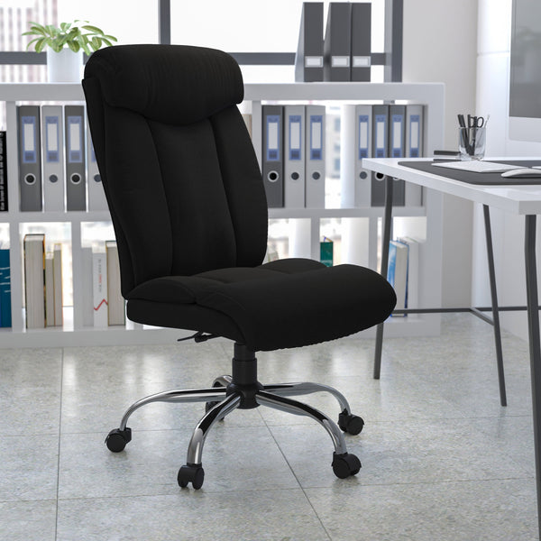 Black Fabric |#| Big & Tall 400 lb. Rated High Back Black Fabric Executive Ergonomic Chair